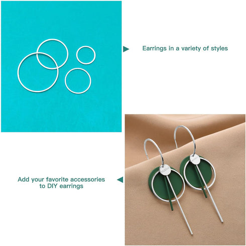 160PCS Earrings Beading Hoop Earring Finding Round Circle Earring Beading Hoop Earrings Pendant Round Beading Hoop for Jewelry Making DIY Crafts A...