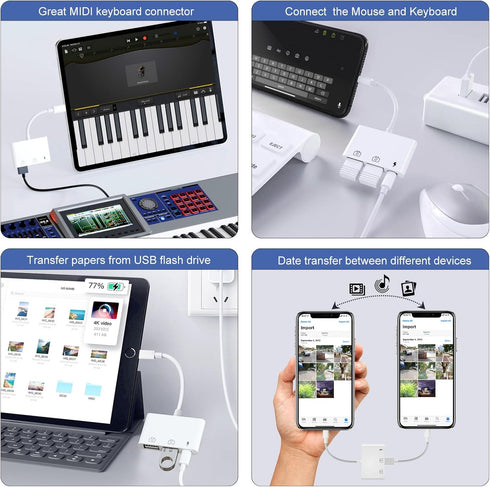 iPhone to USB Adapter, USB Adapter for iPad, 3 in 1 USB to Lightning Adapter, USB Adapter for iPhone Support iPhone/iPad/iOS 16, iPhone Camera Ada...
