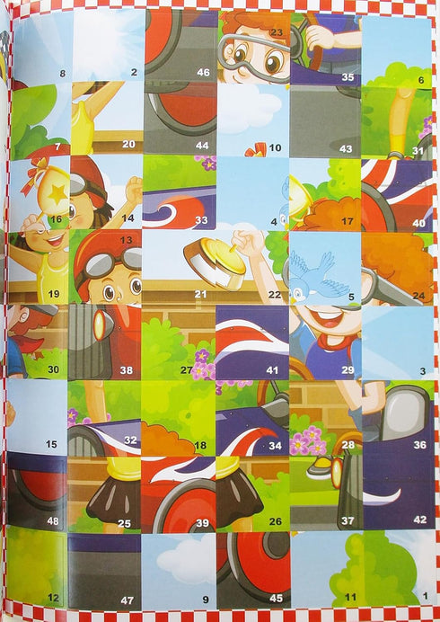 Sticker Puzzle Book with 4 Puzzles and 2 Coloring Pages (Race Day)...