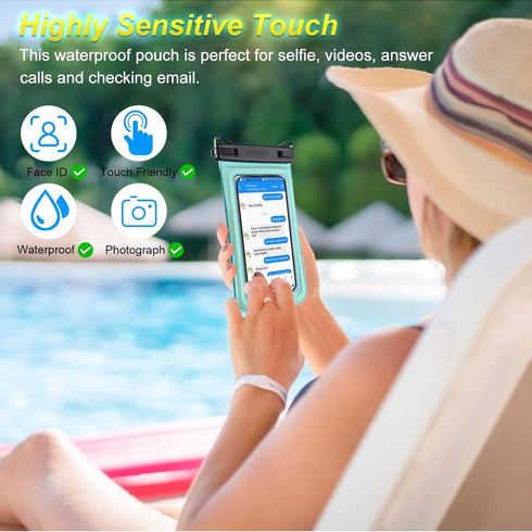 Floating Waterproof Phone Pouch, Float Water Proof Cell Phone Dry Bag Adjustable Lanyard, IP68 Waterproof Phone Case for iPhone 15 14 13 Pro Max S...