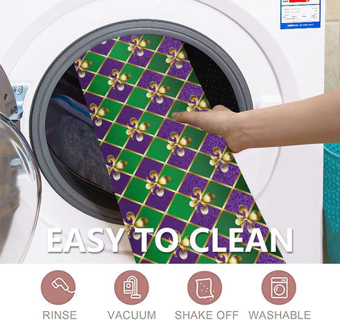 Mardi Gras Bath Rugs Machine Washable Bathroom Decor Non-Slip Doormat Water Absorbent Welcome Mat for Kitchen Bedroom Floors 16" X 24"...