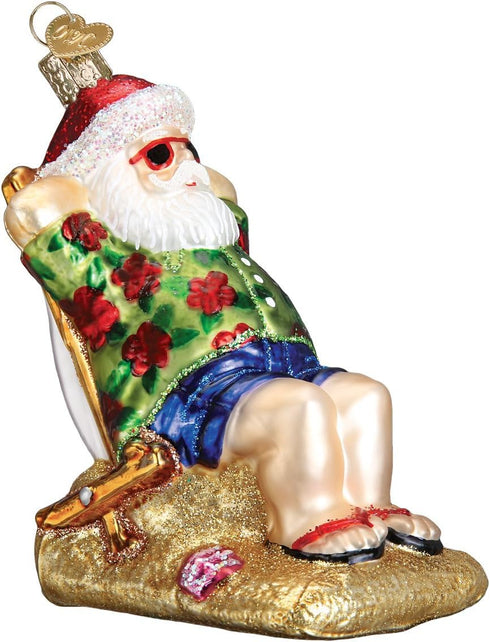 Old World Christmas Ornaments Sunning Santa Glass Blown Ornaments for Christmas Tree...