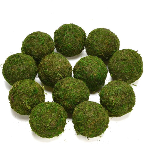 BYHER Natural Green Moss Decorative Ball,Handmade (2"-Set of 12)...