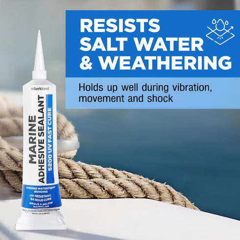 3 oz Marine Adhesive Sealant 5200 Fast Cure (White) - Permanent, Watertight Bonding and Sealing - UV Resistant, above & below Waterline - Compare ...