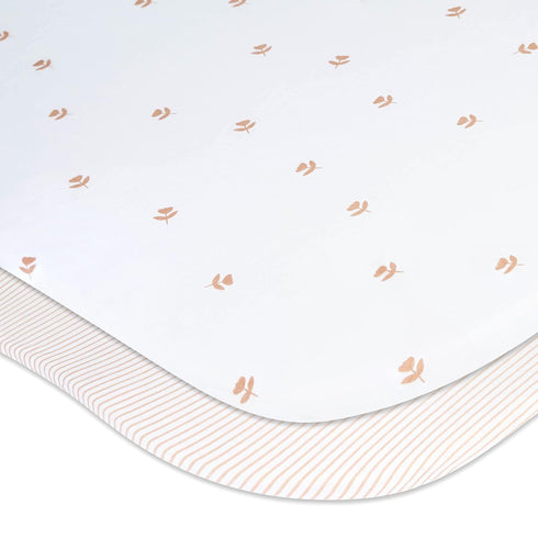 Ely’s & Co. Bassinet Sheets, Baby Girl Fitted Bassinet Mattress Sheet Set - 2 Pack, 100% Jersey Knit Cotton, fits Oval, Hourglass and Rectangle Ba...