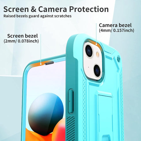 URBANITE for iPhone 13 Case with Kickstand, Military Grade Shockproof Protection Cover with Screen Protector Compatible with Apple iPhone 13 6.1 I...