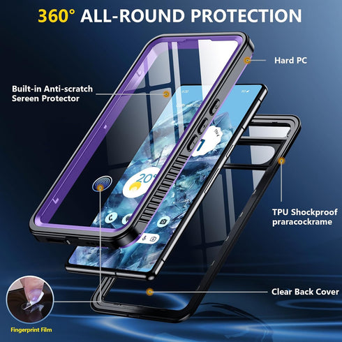 for Google Pixel 8 Pro Case Waterproof,Built-in?Screen & Camera Lens Protector??IP68 Underwater? Full Body Heavy Duty Protection?12FT Military Sho...