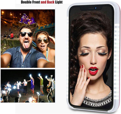 Selfie Light up Case for iPhone 12 and 12 Pro 6.1 inch, LED Light case with Back and Front Dual Rechargeable Luminous Light for iPhone 12 & 12 Pro...