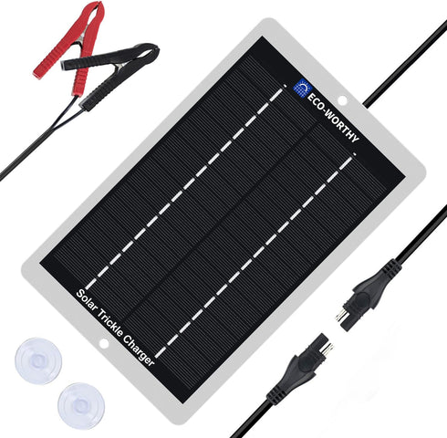 ECO-WORTHY Solar Battery Charger 12 Volt Waterproof Portable Power Solar Panel Solar Trickle Car Battery Charger Maintainer for Car Truck Boat RV ...
