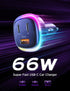 LISEN 66W C Type Car Charger, PD 36W+QC 30W Car Cigarette Lighter USB C Charger All Metal 3-Port Super Fast USB C Car Adapter Fit for iPhone 15 14...