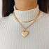Layered Chunky Heart Choker Necklace - Gold Plated Heart Pendant Herringbone Snake Chain Y2K Grunge Jewelry Gifts for Women...
