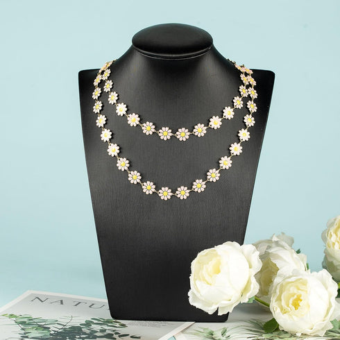 YOUBEIYEE Pink Enamel Daisy Chain Gold Plated Brass Chain for Jewelry Making Oil Drip Floral Jewelry Chains Bulk Flower Decortaion Craft Chain Rol...
