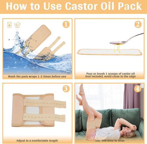 2Pcs Castor Oil Joint Pack - Reusable Essential Oil Leg Care Pack Leakproof Castor Oil Hand Pack Complementary Therapy for Arthritis, Gout, Tendon...