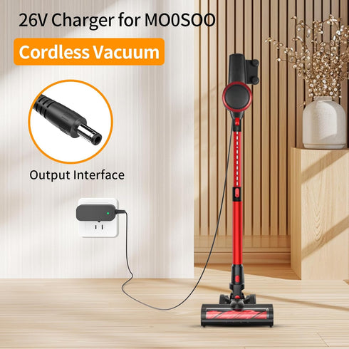 26V Power Cord Compatible with Moosoo M X6 XL618 XL618A K17 for GeeMo G201 Ultra-Light Cordless Stick Vacuum Cleaner Charger Adapter...