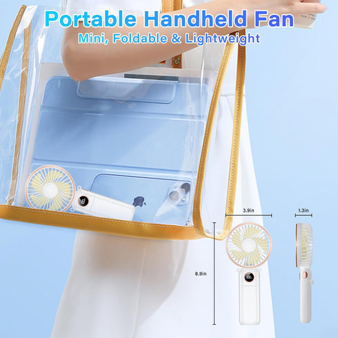 Portable Handheld Fan, 5200mAh Portable Fan Rechargeable, 180° Foldable Small Mini Hand Held Fan, Max 22 HRS Working, 6 Speeds, LED Display, Quiet...