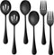 Homikit Stainless Steel 2 Black Serving Spoons, 2 Black Slotted Serving Spoons, 2 Black Serving Forks, Metal Buffet Party Banquet Restaurant Cater...