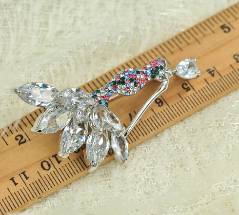 Gyn&Joy CZ jewelry Womens Crystal Rhinestone cubic zirconia Mermaid Brooch Pin...
