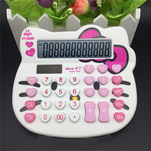 Hello Kitty Calculator,Xinyu Lighting Creative Cute Solar Calculator,12-bit Large LCD Screen, Suitable for Adults and Children?Solar and Battery P...