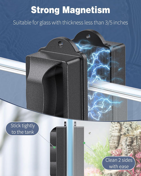 Pawfly Aquarium Magnetic Brush Fish Tank Glass Cleaner 4 Inch, Mini Stain Scrubber Pads for 3/5 Inch Thick Fish Tank up to 40 Gallons Aquarium Cle...