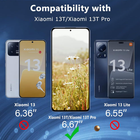 Screen Protector Xiaomi 13T/Xiaomi 13T Pro, Tempered Glass Screen Protector, Anti Scratch, Anti Fingerprint, 9H Hardness, HD Clear Film, High Sens...
