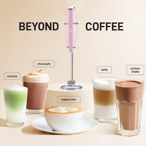 Zulay Kitchen Powerful Double Whisk Milk Frother Handheld - Foam Maker With Stand - Whisk Drink Mixer for Coffee, Mini Foamer for Latte, Matcha, F...