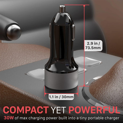 Vena 30W USB C Car Charger, (Power Delivery 3.0, 2.5X Faster Speed) 2 Port Type C PD 3.0 Fast Charging Compact Charger Compatible with iPhone 14/1...