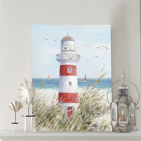 Beach Decor Lighthouse Wall Art: Seagull Decor Ocean Canvas Prints Sea birds Paintings Sailboats Pictures Teal Seascape Decorations for Home Livin...