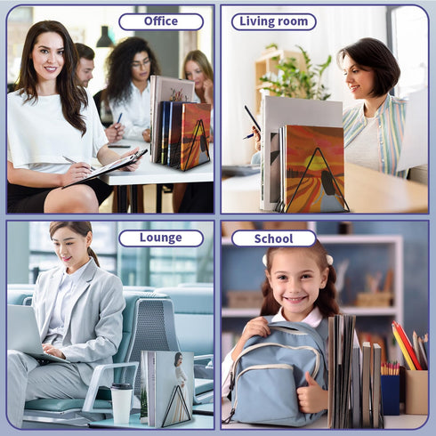 Goiio 1 Pcs Triangle File Holder, 5 Slot Metal Magazine Holder, for Office Home, Black...