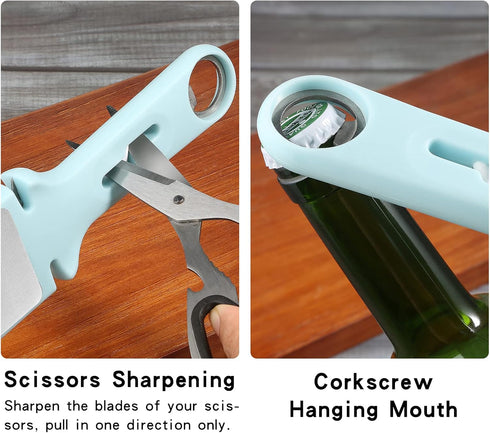 Knife Sharpener 6-In-1, Double-Sided 400/1000 Grit Diamond Knife Sharpening Stone with 3 Slots for Coarse and Fine Grinding, Multi Use Sharpening ...