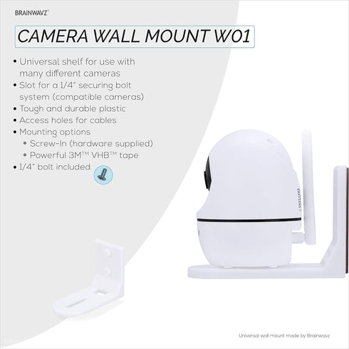 Screwless Wall Mount Small Shelf for Baby Monitors, Security Cameras, Speakers, Decor, Plants & More, Strong VHB Adhesive with Screw in Option, Ea...