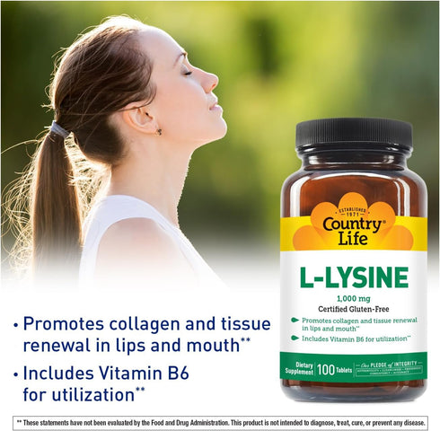 COUNTRY LIFE VITAMINS L-Lysine 1000 Mg with B-6, 2.5 Pounds...