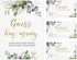 Printed Party Candy Guessing Game, Guess How Many, Greenery, 50 Cards and Sign...