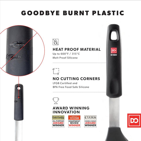 DI ORO Spatulas for Kitchen Use - Forever Warranty - 600°F Heat Resistance Silicone - Turner Spatula Set for Cooking - BPA Free Wide Pancake Spatu...