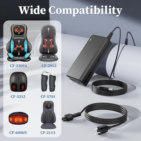 12V 4A Power Supply for Snailax for Nekteck for Comfier for Shiatsu Neck and Back Massager Adapter, 2.3M Power Cable, CF-2206N,CF-2309A,CF-2307A,C...