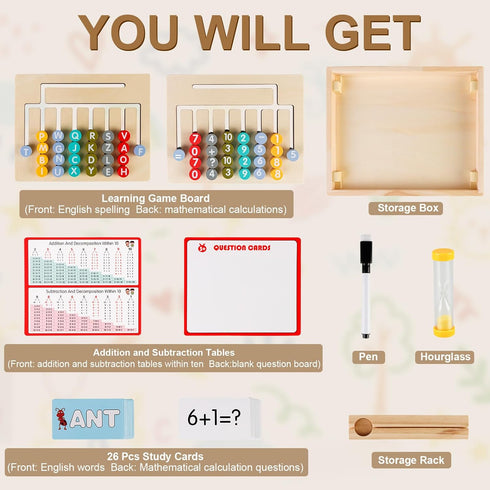 Wooden Montessori Toys for Kids 3 4 5 6 7 8 Years Old, Alphabet Learning Toys with 26 Cards, Brain Teaser Logic Board Games for Preschool Kinderga...