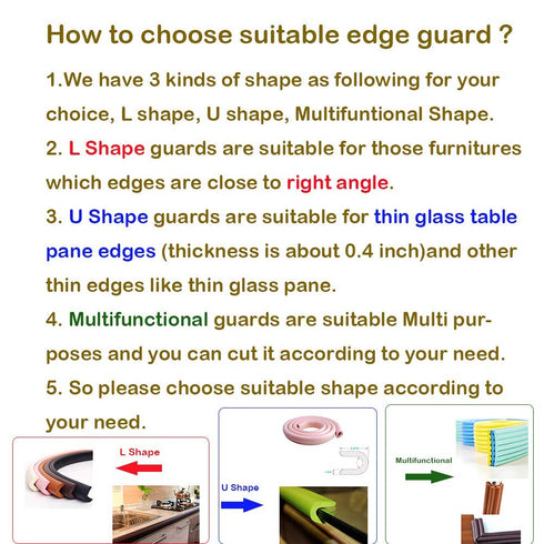 M2cbridge U Shape Extra Thick Furniture Table Edge Protectors Foam Baby Safety Bumper Guard 6.5 Ft (Black with 4 Corners)...