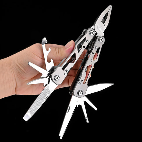 Multitool, 15-in-1 Stainless Steel Multi Tool, Folding Pocket Plier with Nylon Sheath, Perfect for Outdoor, Survival, Camping, Hiking, Simple Repa...
