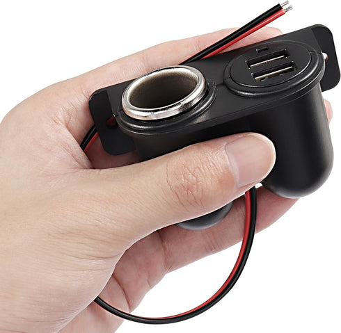MEIRIYFA Dual USB Cigarette Lighter Socket Power Outlet Car Charger, 3.1A Dual USB + Cigarette Lighter 12/24V Power Adapter Replacement for Vehicl...