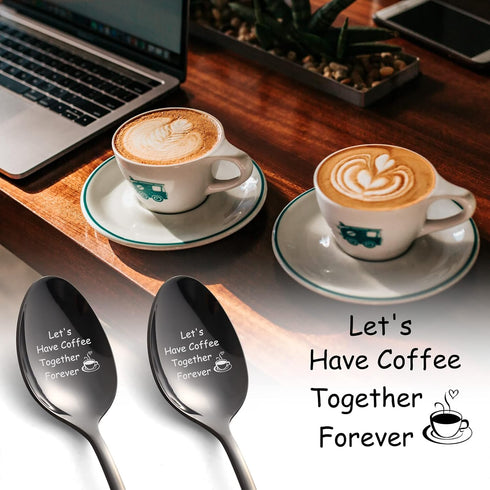 Valentines Day Gifts for Him - Anniversary Wedding Engagement Gifts for Couple - Let's Have Coffee Together Forever Coffee Spoon Set Couples Gifts...