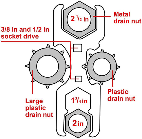 HAUTMEC 3 Way Plumber's Sink Strainer Wrench, Fits 1-3/4 inch., 2 inch. and 2-1/2 inch. Nuts? Multifunction Plumbing Wrench PL0037...