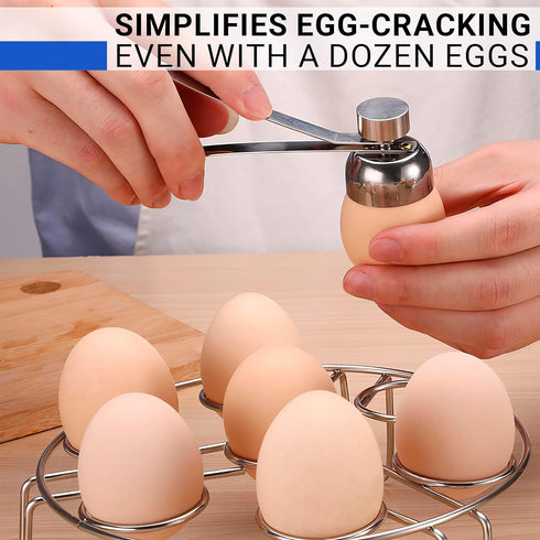 Egg Cracker Tool for Raw Eggs - Stainless Steel Egg Shell Opener Tool with Ergonomic Design, Adjustable Effort, Durable Build - Easy-to-Use, Suite...