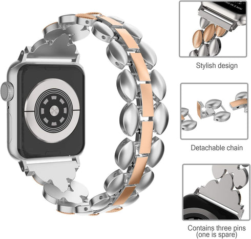 Moolia Elegant Metal Strap Compatible with Apple Watch Band 38mm 40mm 41mm 42mm Metal Fashion Women Replacement Strap Bracelet for iWatch Series 1...