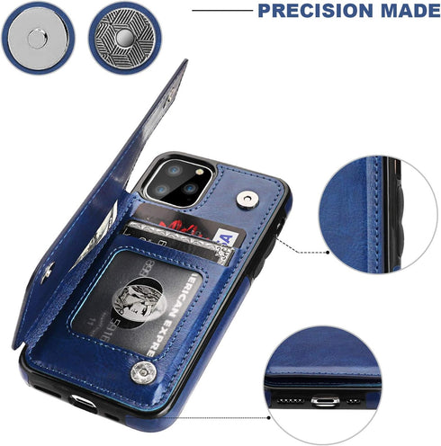 for iPhone 11 Pro Wallet Case with Card Holder,OT ONETOP PU Leather Kickstand Card Slots Case,Double Magnetic Clasp and Durable Shockproof Cover f...