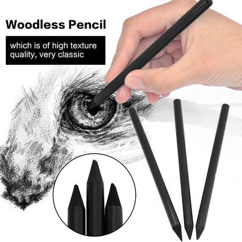 Walfront Woodless Charcoal Pencils, 3 Count Full Charcoal Woodless Artist Pencil for Drawing Sketching Painting Stationery Black(3 Count)...