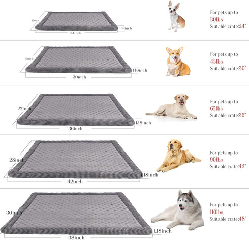 Dog Crate Pad 24x17 inch Gray Memory Foam Dog Bed Mat for Small Dog Cat Grey Washable Puppy Sleeping Bed Anti Slip...