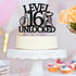 Level 16 Unlocked Cake Topper, Video Game Theme Happy 16th Birthday Cake Decor, Sweet 16, Boys Girls Funny 16th Birthday Decorations Black Glitter...