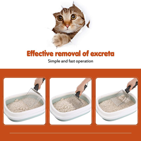 Ownpets Non-Stick Cat Litter Scoop with Foam Handle, Durable Coated Metal Litter Scooper with Deep Shovel, Carabiner & Comfy Foam Grip for Fast Si...