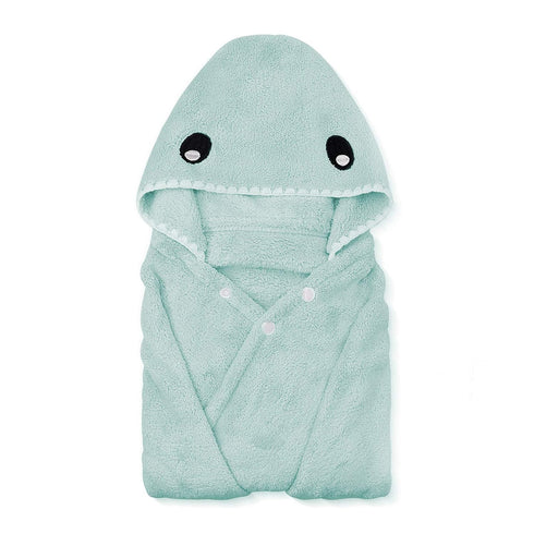 ROMASA Toddler Hooded Bath Towel Ultra Soft Towel Highly Absorbent Bathrobe Blanket for Boys Girls- 27.5" x 55"(Green Shark-Shape)...