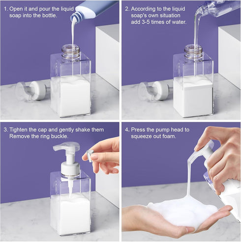 Foaming Soap Dispenser, 15 Oz Foam Soap Dispenser for Bathroom & Kitchen, Refillable Foaming Hand Soap Dispenser for Liquid Soap, 2Pcs Foam Pump B...