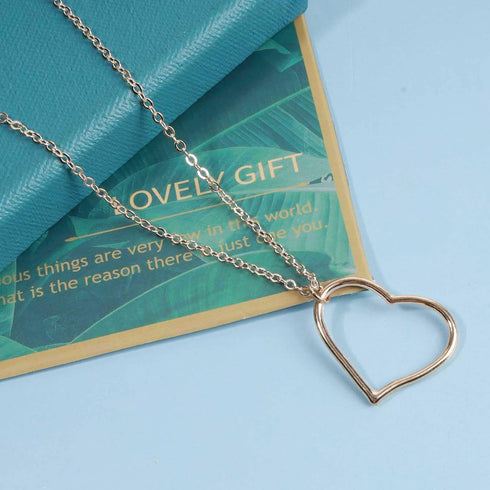 Boho Long Heart Pendant Necklace Gold Outline Heart Necklace Chain Hollow Heart Drop Necklace Minimalist Necklace Jewelry for Women and Girls Gift...